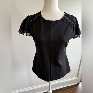 Ann Taylor structured lace Black blouse